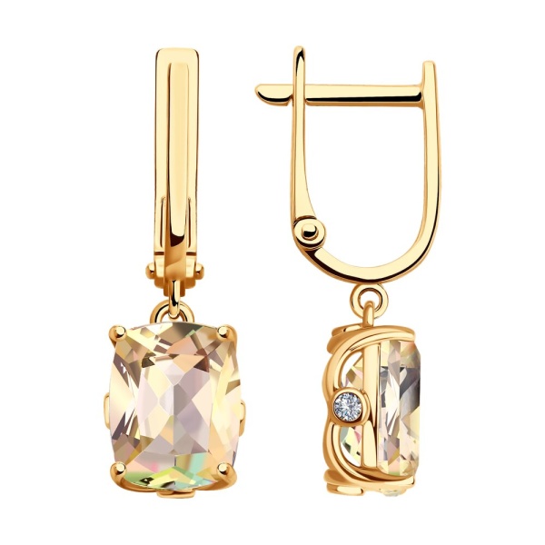 Серьги из красного золота с топазами и фианитами