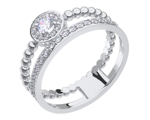 Кольцо из серебра с фианитами