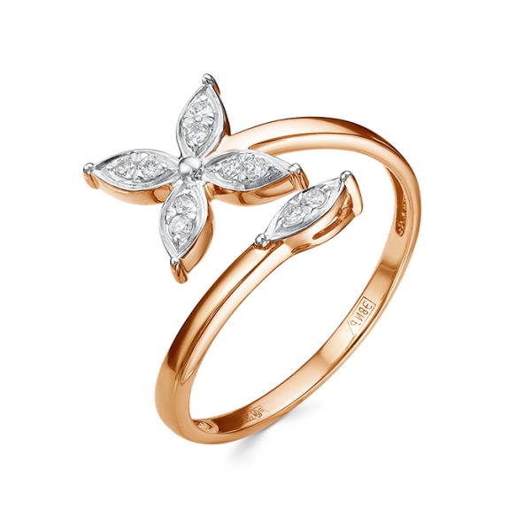 Кольцо из красного золота с бриллиантами