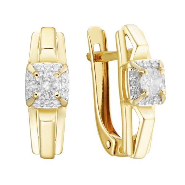 Серьги из красного золота с фианитами