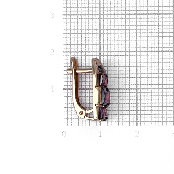 Серьги из золота с гранатом и фианитами