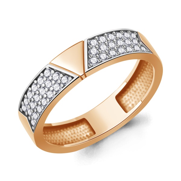 Кольцо из красного золота с фианитами