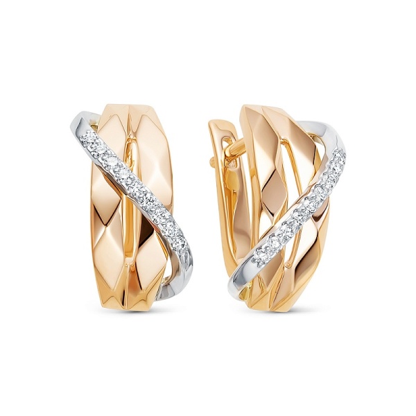 Серьги из красного золота с бриллиантами