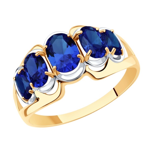 Кольцо из красного золота с корундами