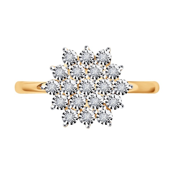 Кольцо из красного золота с бриллиантами