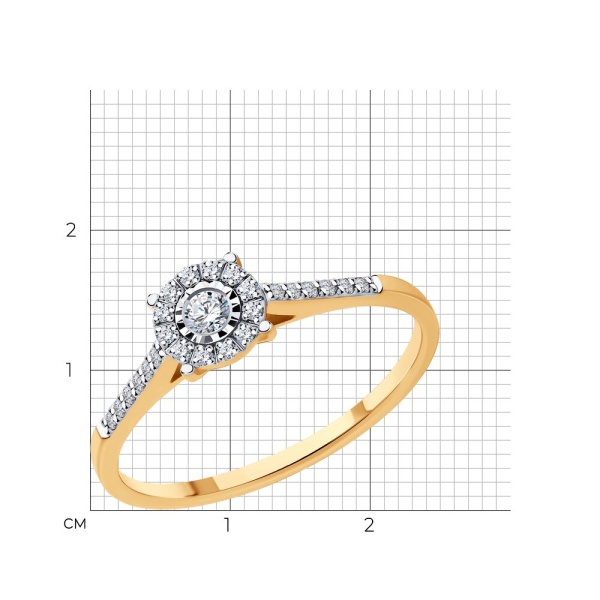 Кольцо из красного золота с бриллиантами