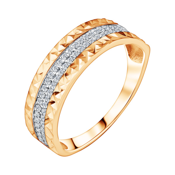 Кольцо из красного золота с фианитами