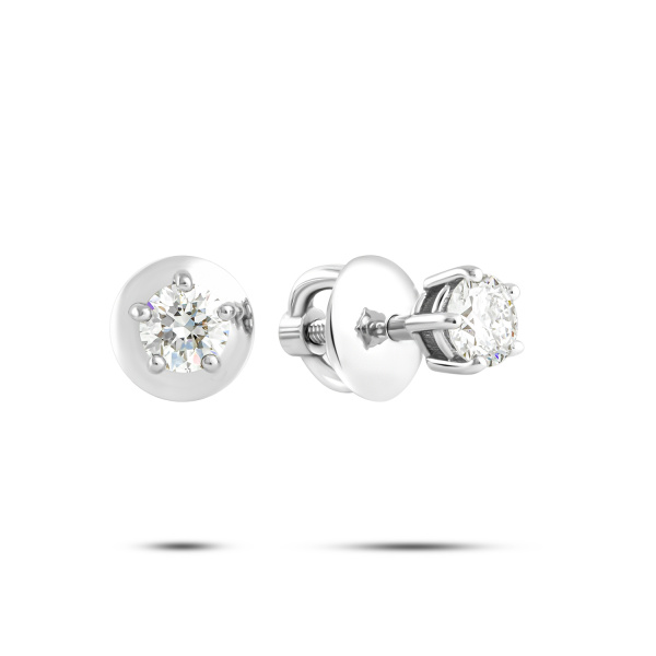 Серьги-пусеты из белого золота с бриллиантами