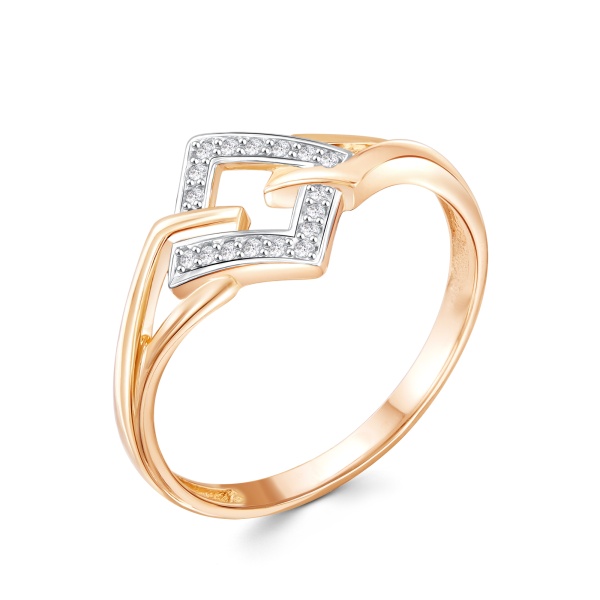 Кольцо из красного золота с фианитами