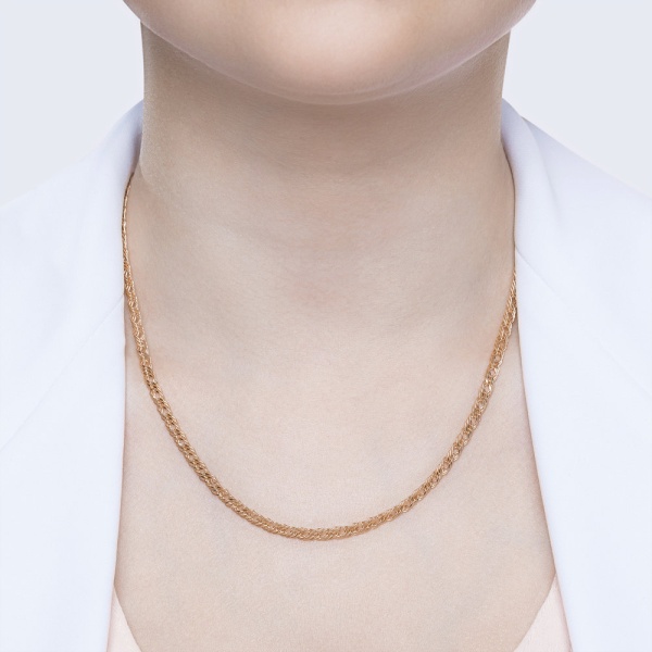 Цепь из красного золота 585, плетение «Ромб тройной»