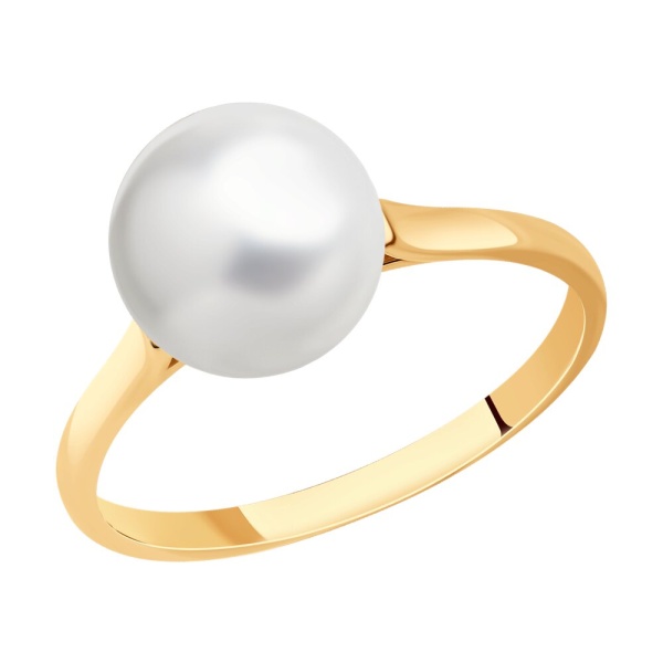 Кольцо из красного золота с жемчугом