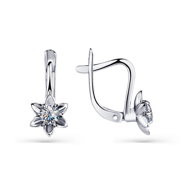 Серьги из белого золота с фианитами