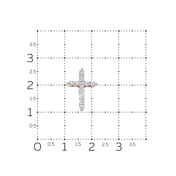 Декоративный крестик из красного золота с бриллиантами