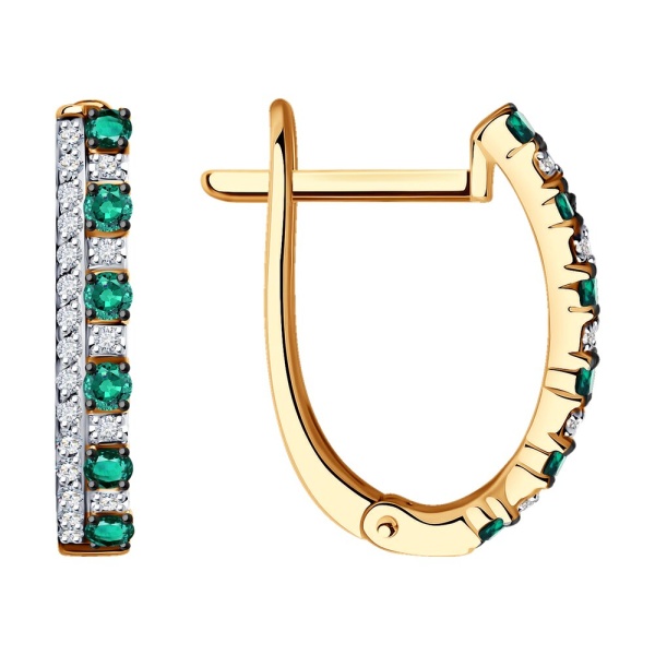 Серьги из красного золота с изумрудами и бриллиантами