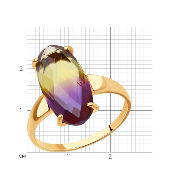 Кольцо из красного золота с ситаллом