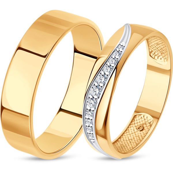 Обручальное кольцо из красного золота с бриллиантами