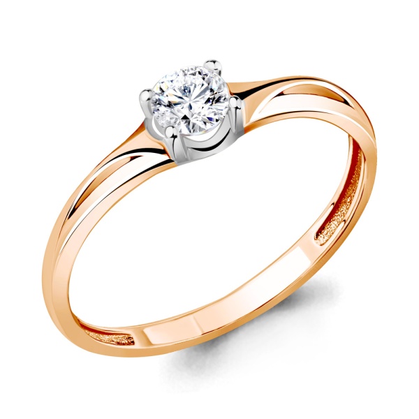 Кольцо из красного золота с фианитом