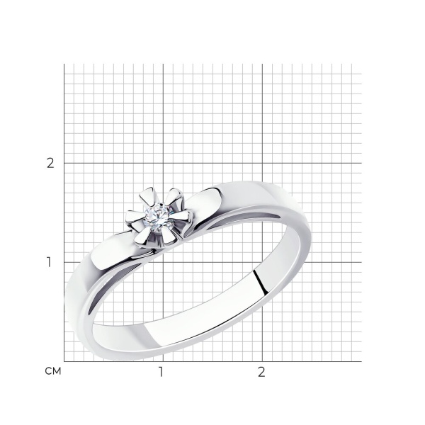 Кольцо из белого золота с бриллиантом