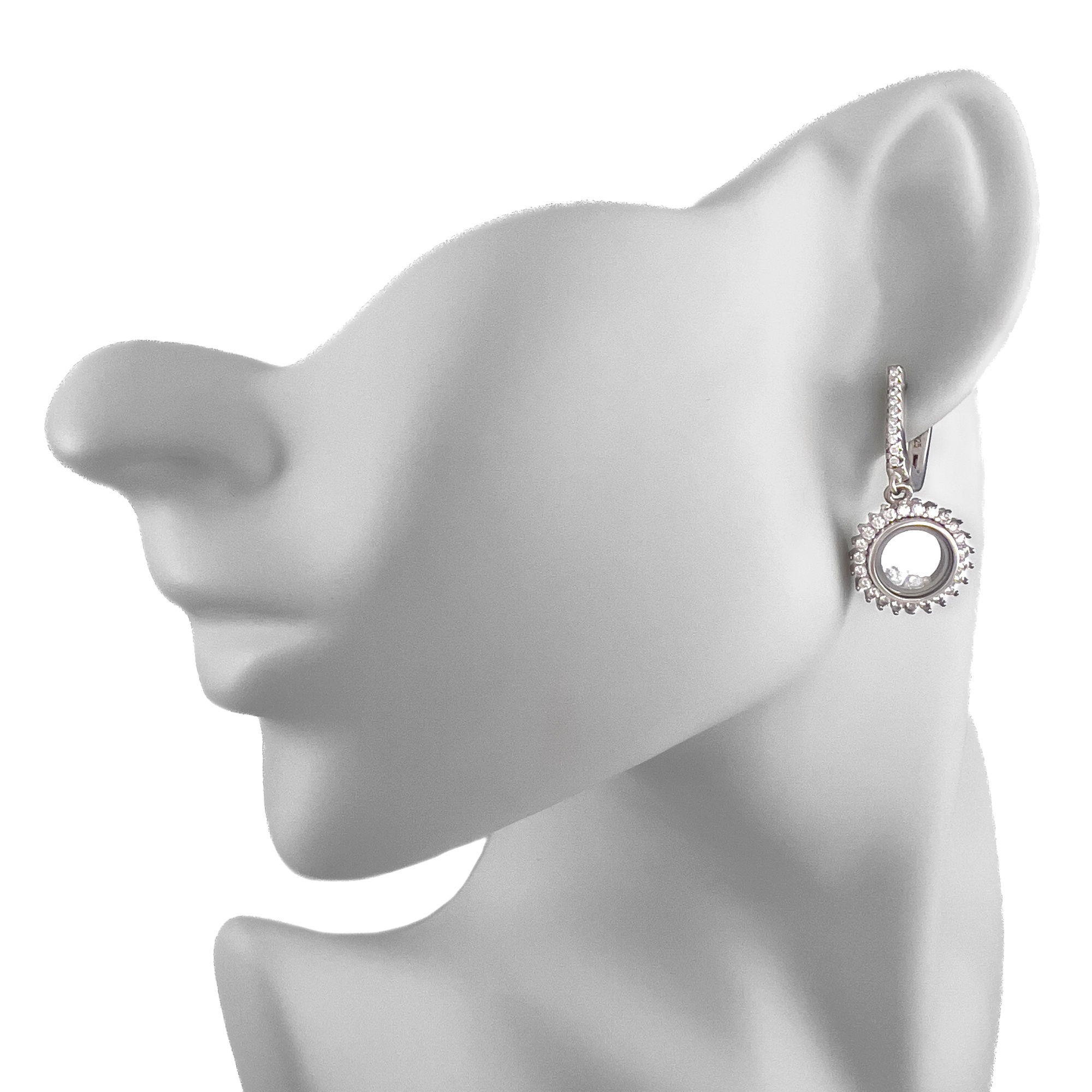 Серьги из серебра с цирконом и стеклом