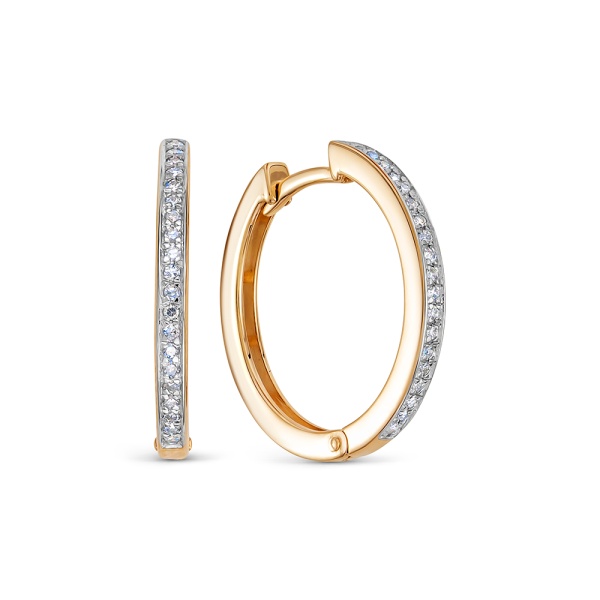 Серьги конго из красного золота с бриллиантами