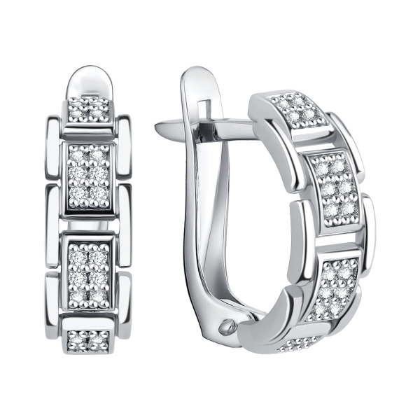 Серьги из серебра с фианитами