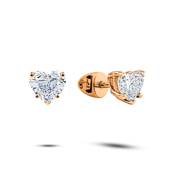 Серьги пусеты из красного золота с бриллиантами