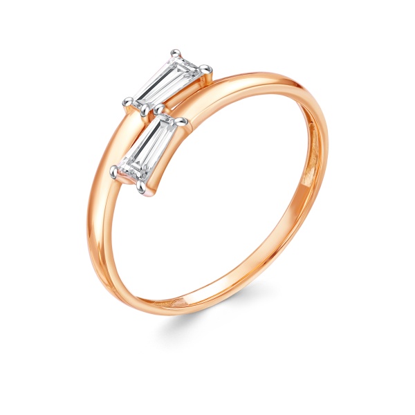 Кольцо из красного золота с фианитами