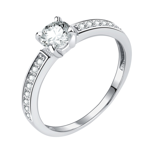 Кольцо из белого золота с фианитами