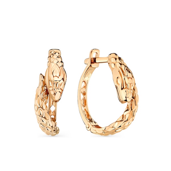 Серьги из красного золота в форме змеи