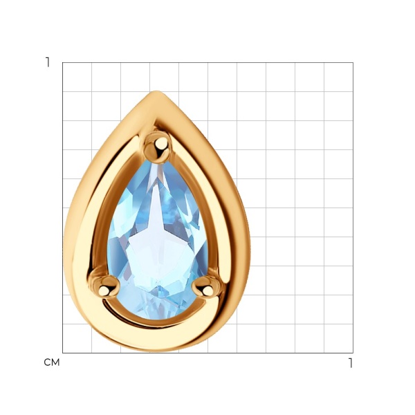 Подвеска из красного золота с топазом и фианитами