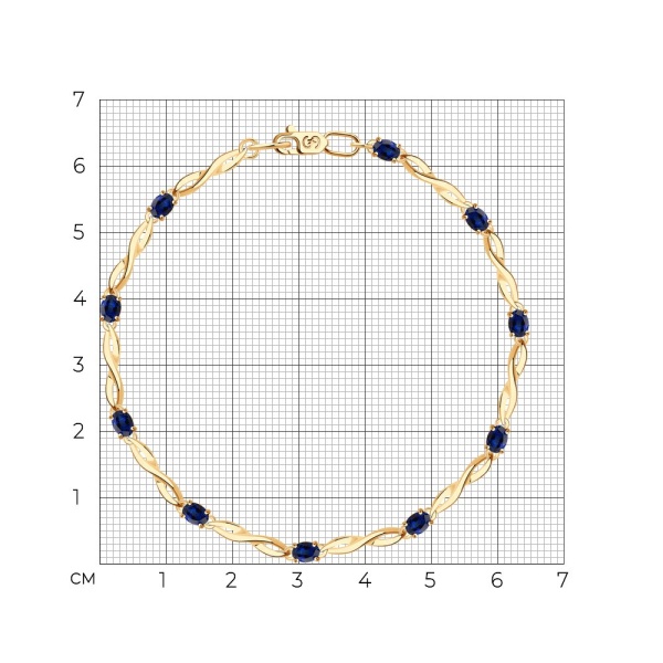 Браслет из красного золота с корундами