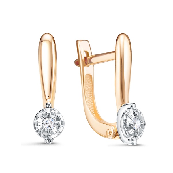 Серьги из красного золота с бриллиантами