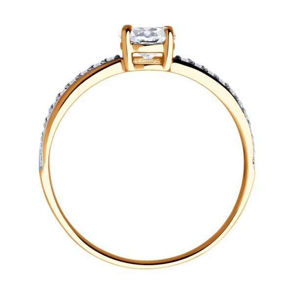 Кольцо из красного золота с фианитами