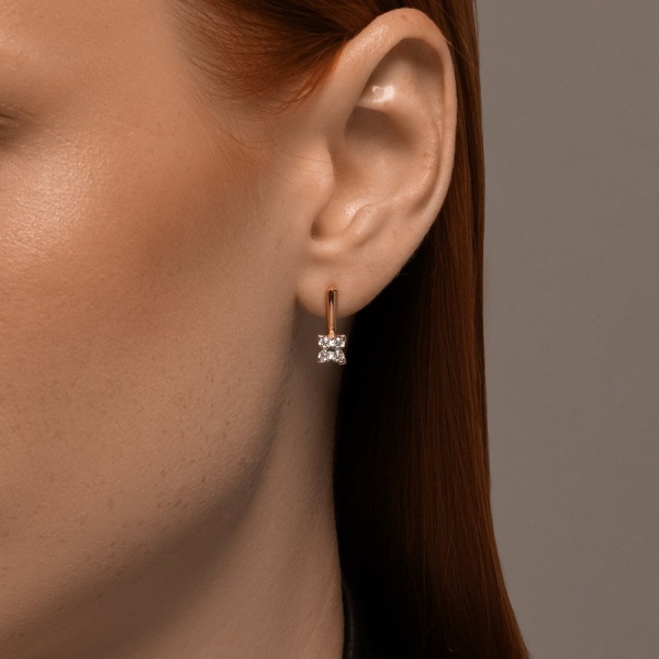 Серьги из красного золота с фианитами