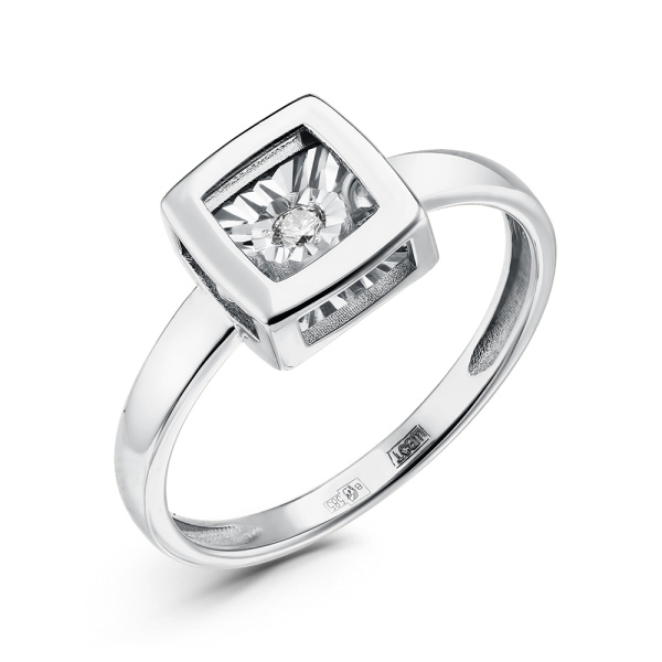 Кольцо из белого золота с танцующим бриллиантом