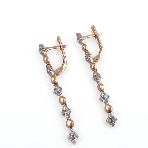 Серьги из золота с фианитами