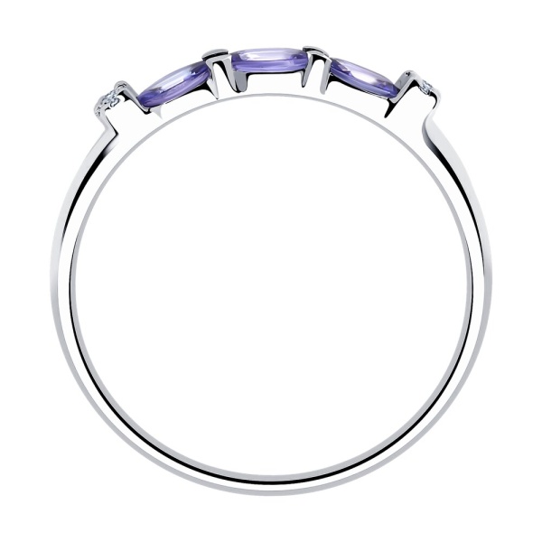 Кольцо из белого золота с танзанитами и бриллиантами