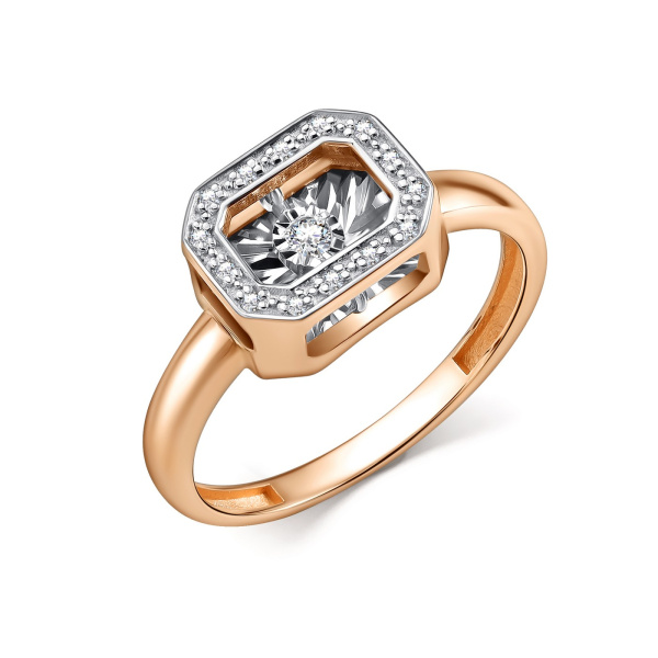 Кольцо из красного золота с танцующим бриллиантом