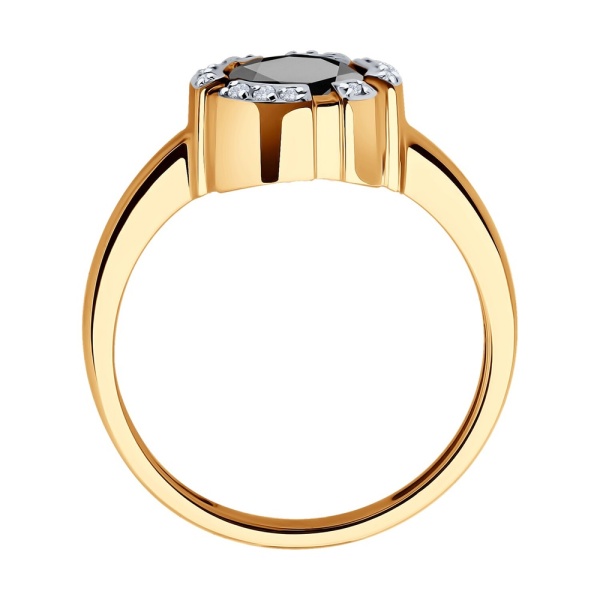 Кольцо из красного золота с фианитами и шпинелью