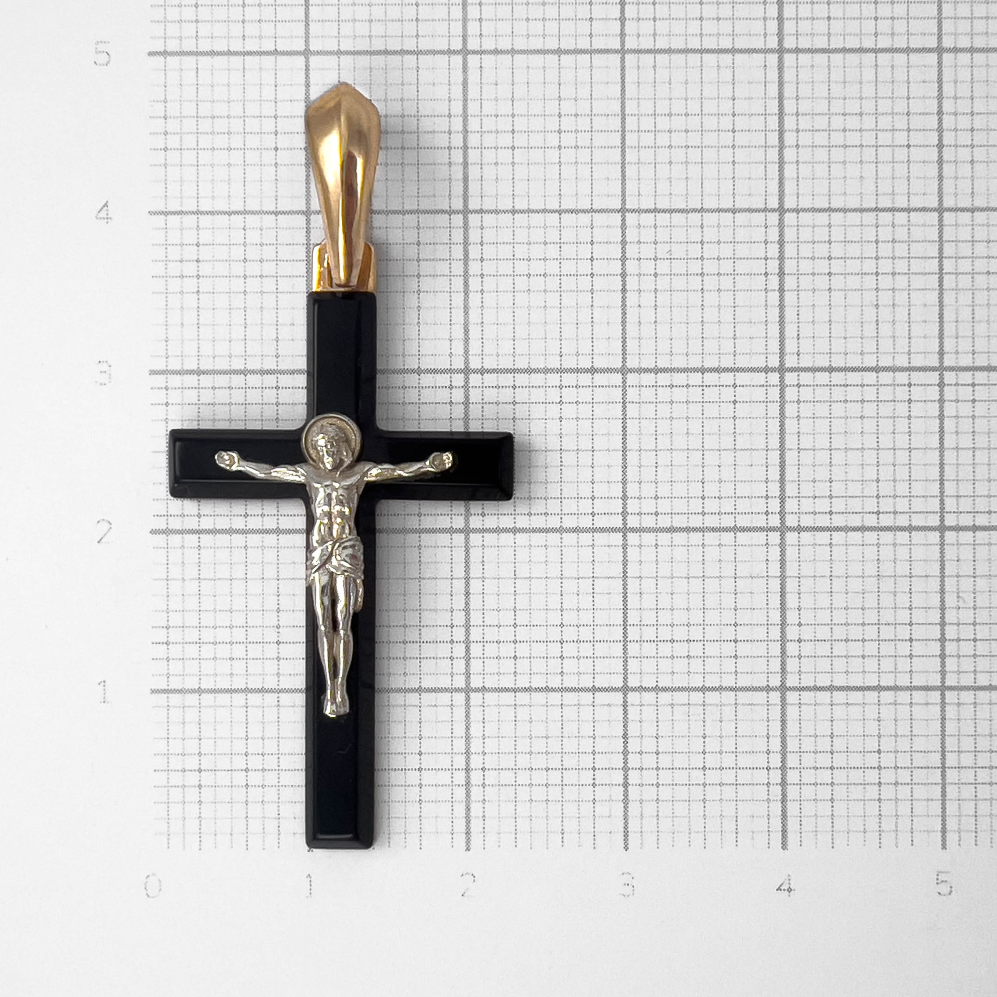 Крестик православный из красного золота с агатом