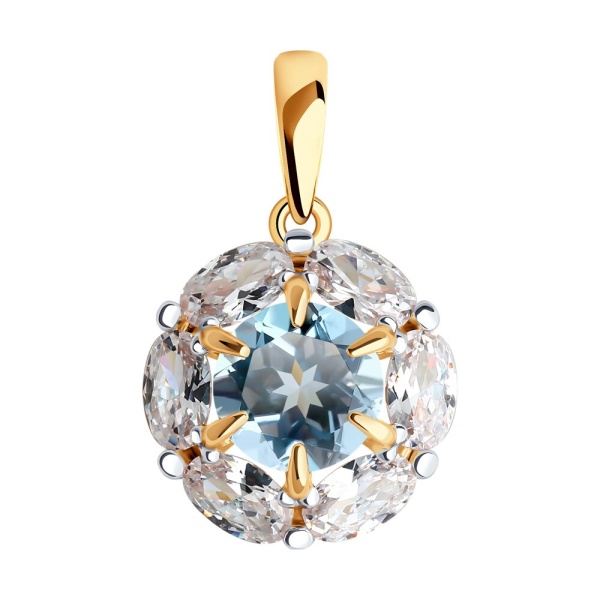 Подвеска из красного золота с топазом и фианитами
