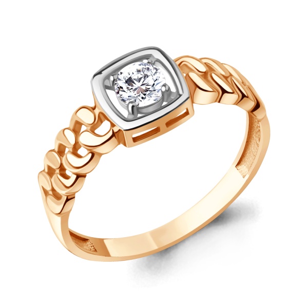 Кольцо из красного золота с фианитом