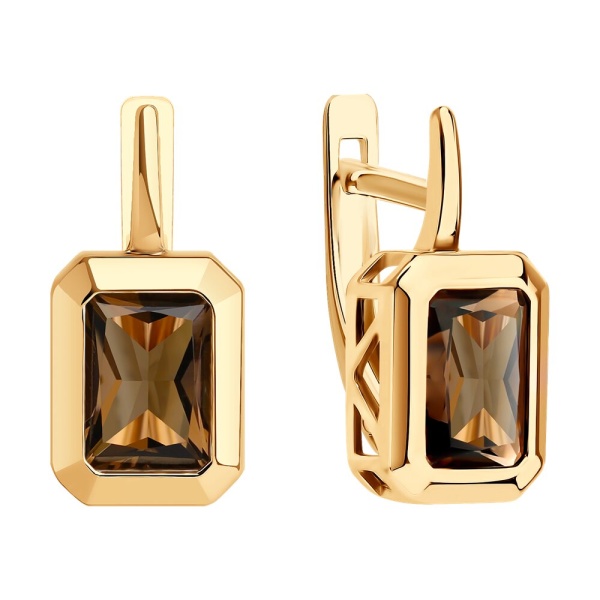 Серьги из красного золота с раухтопазами