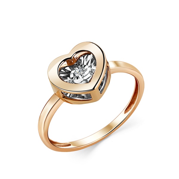 Кольцо из красного золота с бриллиантом