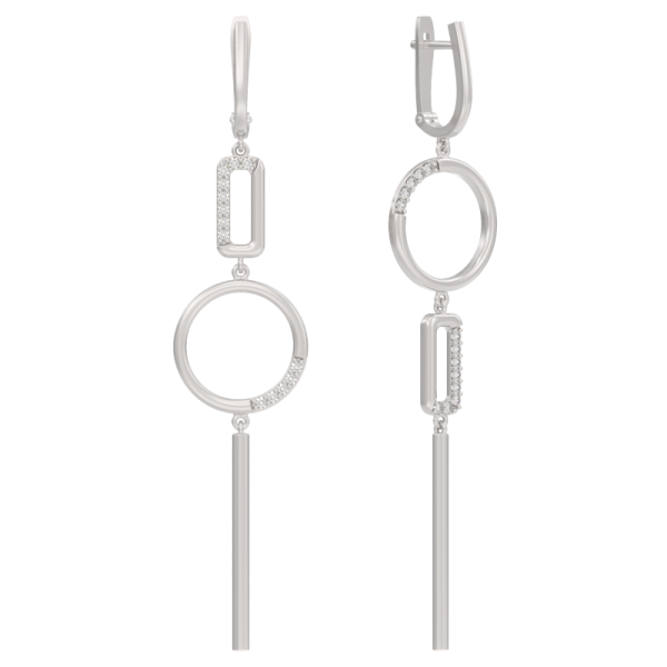 Серьги из серебра с фианитами