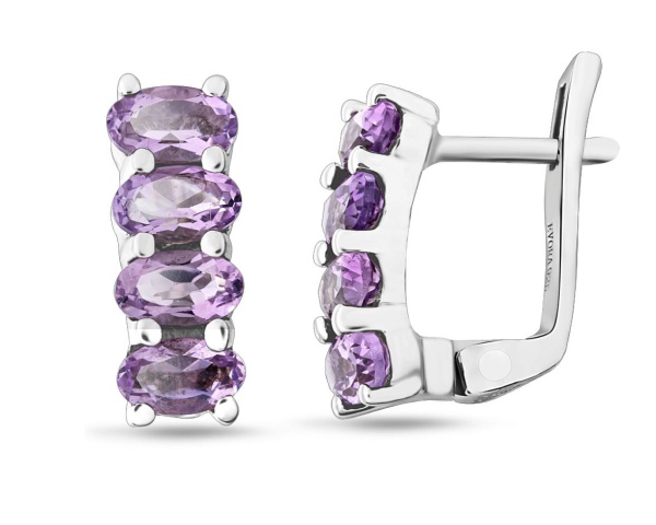 Серьги из серебра с аметистами