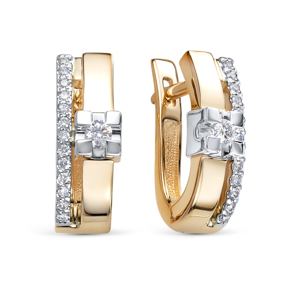 Серьги из красного золота с бриллиантами