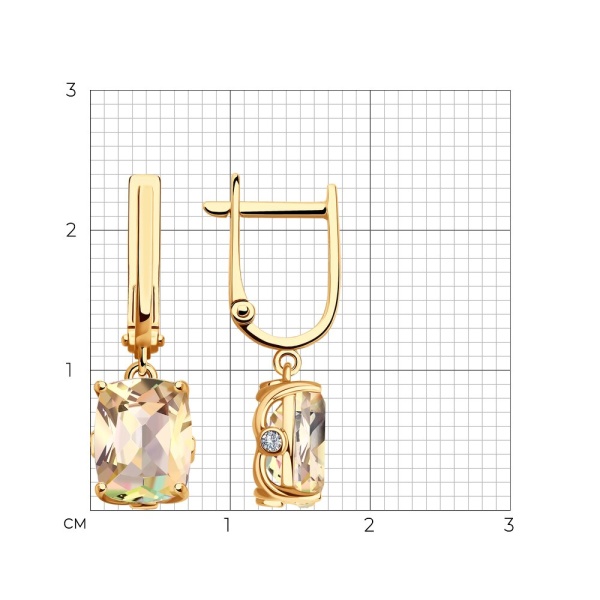 Серьги из красного золота с топазами и фианитами