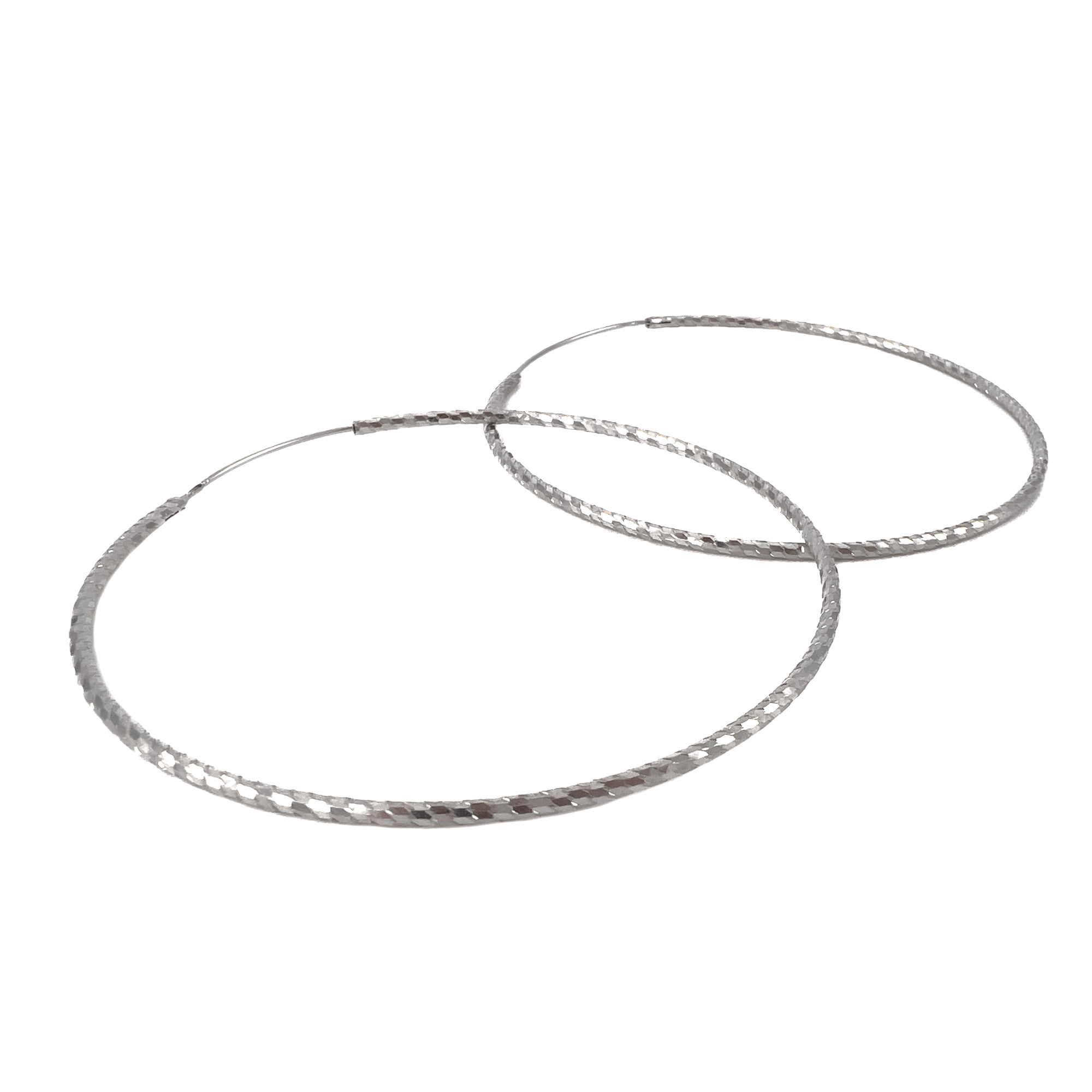 Серьги конго из серебра с алмазной гранью