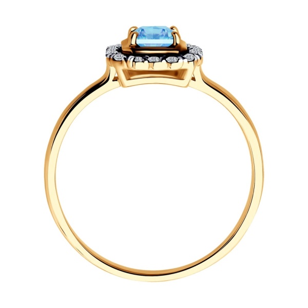 Кольцо из красного золота с топазом и фианитами